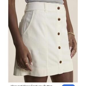 Vineyard Vines White Corduroy Button Front Mini Skirt size large nwt